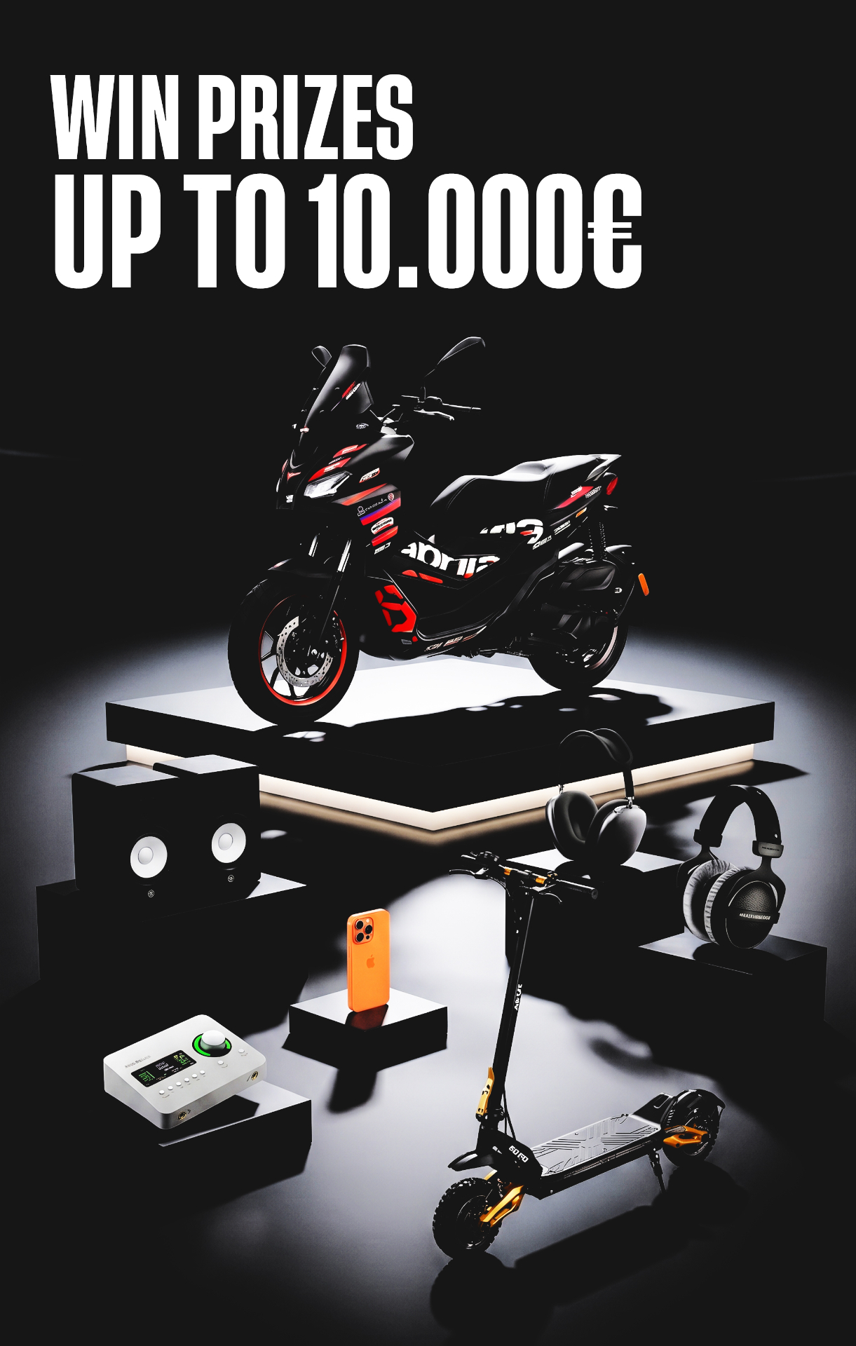 Win prizes — scooter, headphones, iPhone, speakers